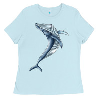 Baby Blue humpback whale jumping Ladies Tee - BarkalooDesign