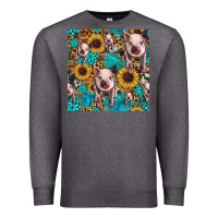 Charcoal Heather cute pig with patches seamless pattern Premium Sweatshirt - HRA Design Shop