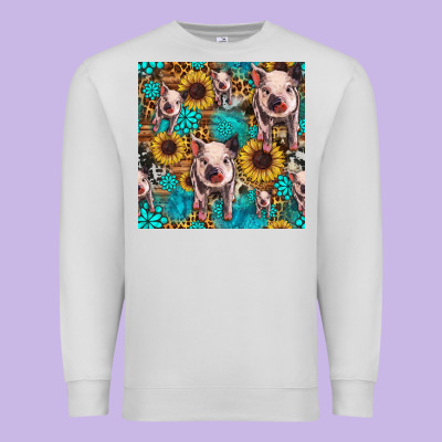 Cute Pig With Patches Seamless Pattern Premium Sweatshirt Designed By Hra Design Shop