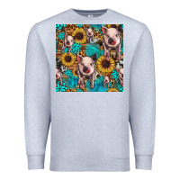 Heather Grey cute pig with patches seamless pattern Premium Sweatshirt - HRA Design Shop