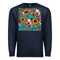 Navy cute pig with patches seamless pattern Premium Sweatshirt - HRA Design Shop
