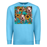 Ocean Blue cute pig with patches seamless pattern Premium Sweatshirt - HRA Design Shop