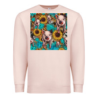 Pale Pink cute pig with patches seamless pattern Premium Sweatshirt - HRA Design Shop