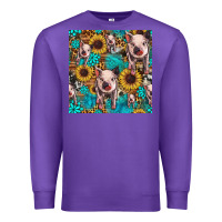 Purple cute pig with patches seamless pattern Premium Sweatshirt - HRA Design Shop