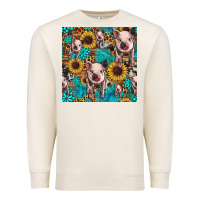 Sandshell cute pig with patches seamless pattern Premium Sweatshirt - HRA Design Shop