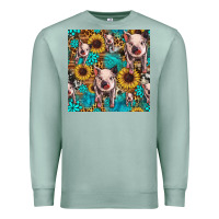 Seafoam cute pig with patches seamless pattern Premium Sweatshirt - HRA Design Shop