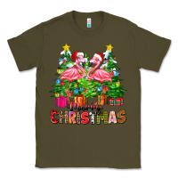 Army Green merry christmas flamingo Classic Tee - Zillion Design Studio