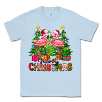 Dusty Blue merry christmas flamingo Classic Tee - Zillion Design Studio