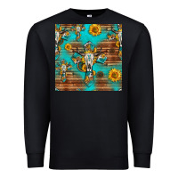Black bull skull cross seamless pattern Premium Sweatshirt - HRA Design Shop