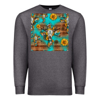 Charcoal Heather bull skull cross seamless pattern Premium Sweatshirt - HRA Design Shop
