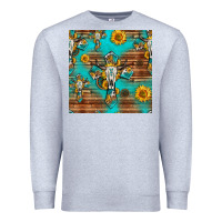 Heather Grey bull skull cross seamless pattern Premium Sweatshirt - HRA Design Shop