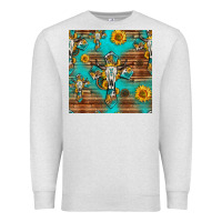 Oatmeal Heather bull skull cross seamless pattern Premium Sweatshirt - HRA Design Shop