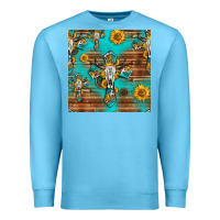 Ocean Blue bull skull cross seamless pattern Premium Sweatshirt - HRA Design Shop