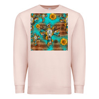 Pale Pink bull skull cross seamless pattern Premium Sweatshirt - HRA Design Shop