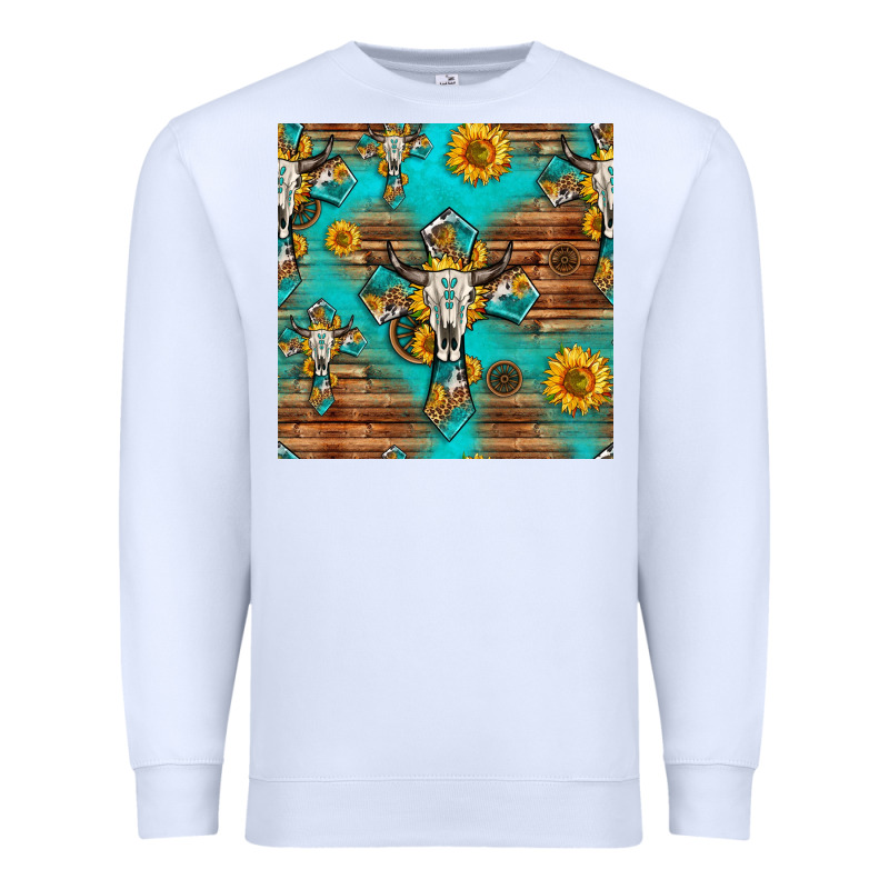 Bull Skull Cross Seamless Pattern Premium Sweatshirt by HRA Design Shop | Teevron