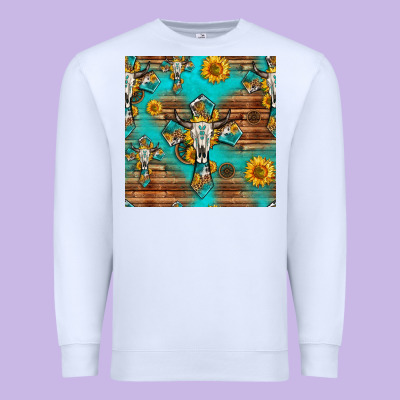 Bull Skull Cross Seamless Pattern Premium Sweatshirt Designed By Hra Design Shop