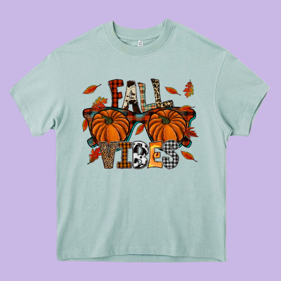 Autumn Style With Pumpkins Heavy Core Tee Designed By Cowhidedigitalart