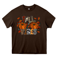 Chocolate Brown autumn style with pumpkins Heavy Core Tee - CowhideDigitalArt