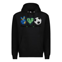 Black peace love soccer Premium Hoodie - BarkalooDesign