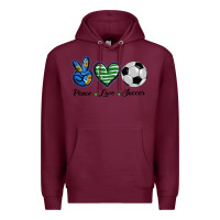 Burgundy peace love soccer Premium Hoodie - BarkalooDesign
