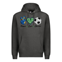 Charcoal Heather peace love soccer Premium Hoodie - BarkalooDesign