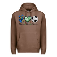 Chestnut peace love soccer Premium Hoodie - BarkalooDesign
