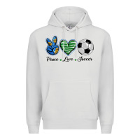 Dove Grey peace love soccer Premium Hoodie - BarkalooDesign