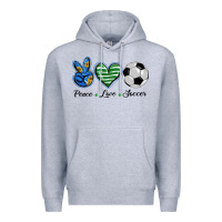 Heather Grey peace love soccer Premium Hoodie - BarkalooDesign