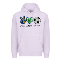 Lilac peace love soccer Premium Hoodie - BarkalooDesign