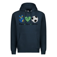 Navy peace love soccer Premium Hoodie - BarkalooDesign