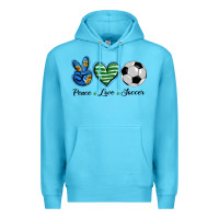 Ocean Blue peace love soccer Premium Hoodie - BarkalooDesign