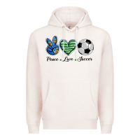 Pale Pink peace love soccer Premium Hoodie - BarkalooDesign