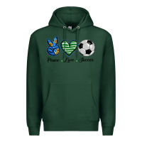 Sports Green peace love soccer Premium Hoodie - BarkalooDesign