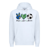 White peace love soccer Premium Hoodie - BarkalooDesign