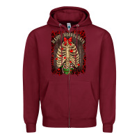 Burgundy Happy Horrordays Zipper Hoodie - RanaPortraitStore