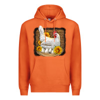 Carrot perched chicken with sunflowers leopard background Premium Hoodie - LillyAllenDesigns