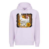 Lilac perched chicken with sunflowers leopard background Premium Hoodie - LillyAllenDesigns