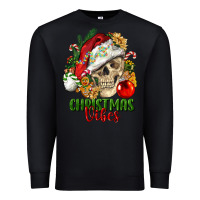 Black Christmas Vibes Human Skull Premium Sweatshirt - FaDigitalArtStudio