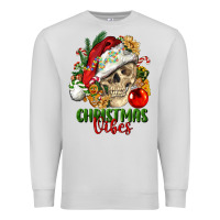 Dove Grey Christmas Vibes Human Skull Premium Sweatshirt - FaDigitalArtStudio