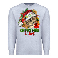Heather Grey Christmas Vibes Human Skull Premium Sweatshirt - FaDigitalArtStudio