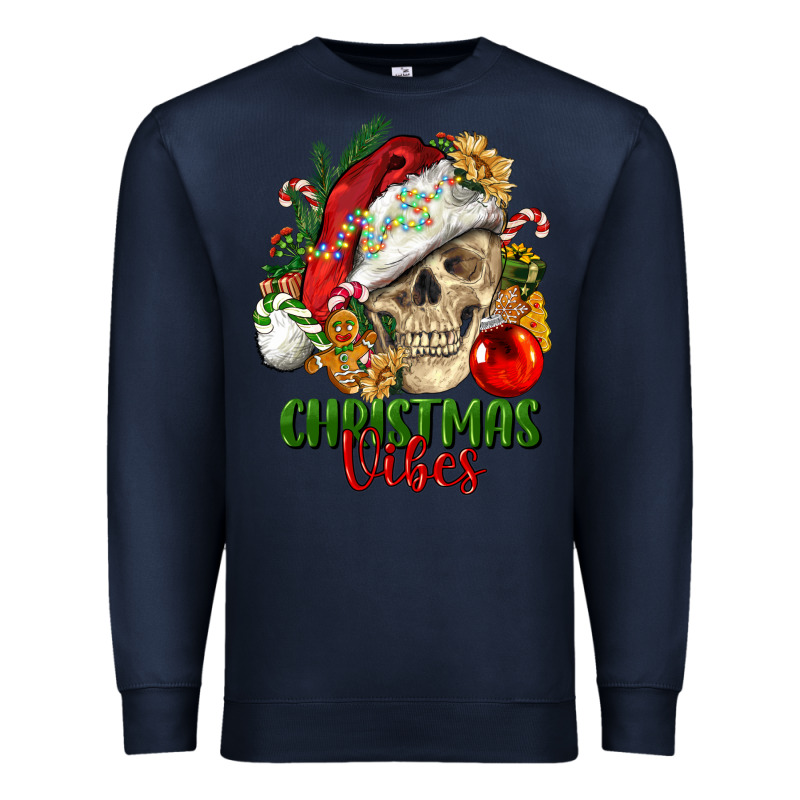 Christmas Vibes Human Skull Premium Sweatshirt by FaDigitalArtStudio | Teevron