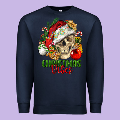Christmas Vibes Human Skull Premium Sweatshirt Designed By Fadigitalartstudio