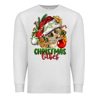 Oatmeal Heather Christmas Vibes Human Skull Premium Sweatshirt - FaDigitalArtStudio