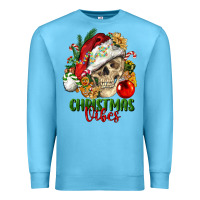 Ocean Blue Christmas Vibes Human Skull Premium Sweatshirt - FaDigitalArtStudio