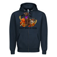 Navy Happy howl o ween Zipper Hoodie - RanaPortraitStore