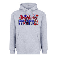 Heather Grey American Mama 4th of july Heavyweight Hoodie - CowGirlArtShop