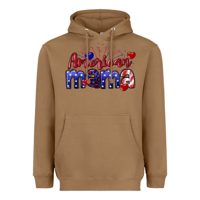 American Mama 4th Of July Heavyweight Hoodie by CowGirlArtShop | Teevron