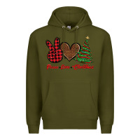 Army Green peace love christmas Premium Hoodie - BarkalooDesign