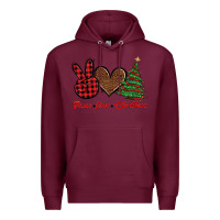 Burgundy peace love christmas Premium Hoodie - BarkalooDesign