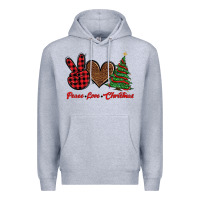 Heather Grey peace love christmas Premium Hoodie - BarkalooDesign